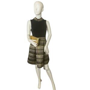 VINCE CAMUTO WOMEN'S WOMEN'S BLACK/GOLD METALLIC PARTY DRESS PETITE SZ 8